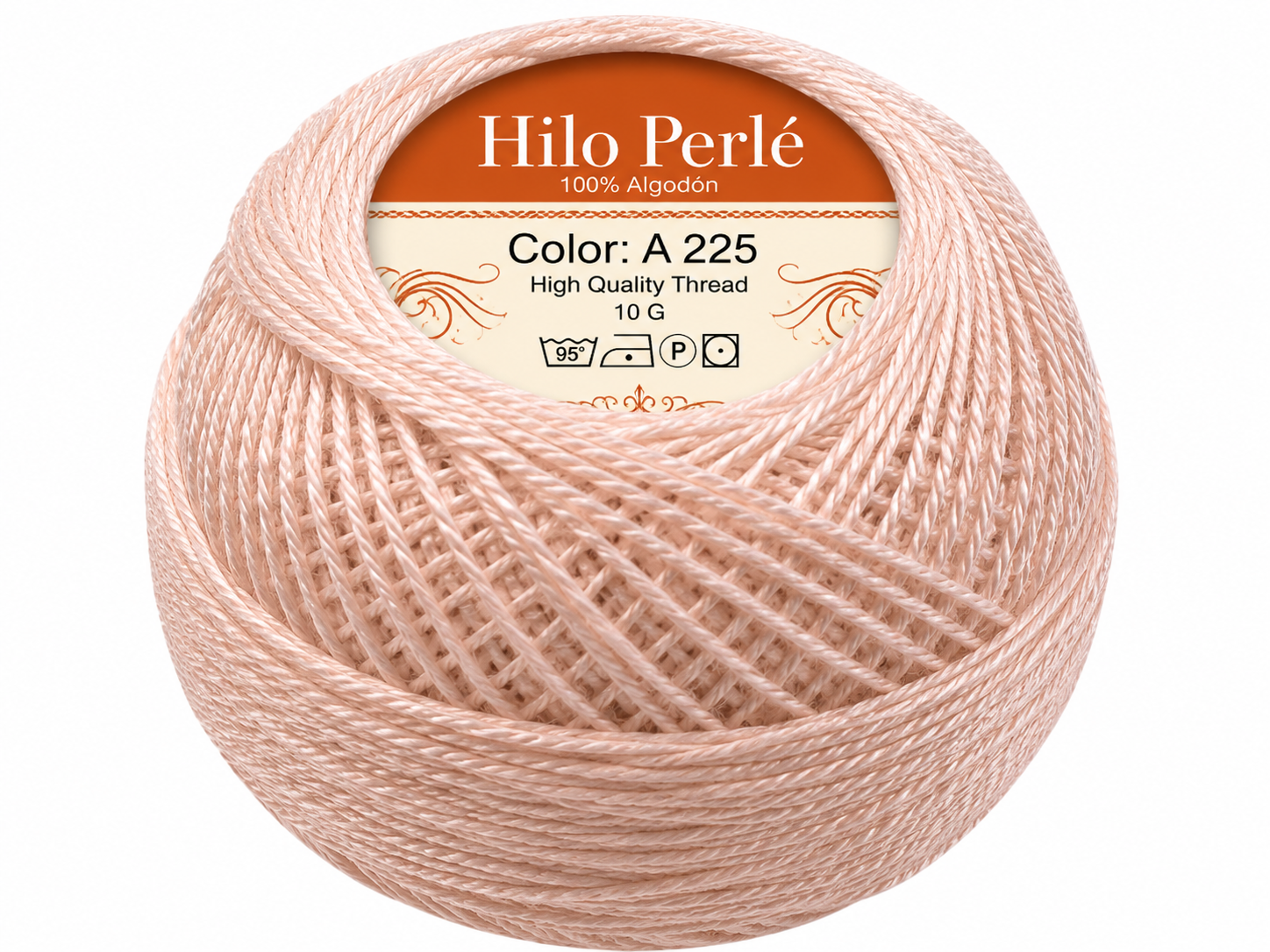 Hilo perlé para bordar #8 100% algodón Color Rosa Suave - 225 - 10 gramos por ovillo (Caja por 10 Ovillos)
