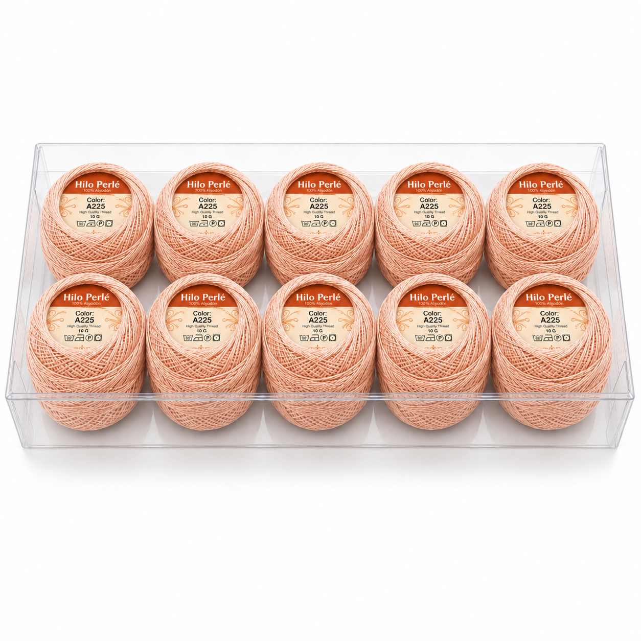 Hilo perlé para bordar #8 100% algodón Color Rosa Suave - 225 - 10 gramos por ovillo (Caja por 10 Ovillos)
