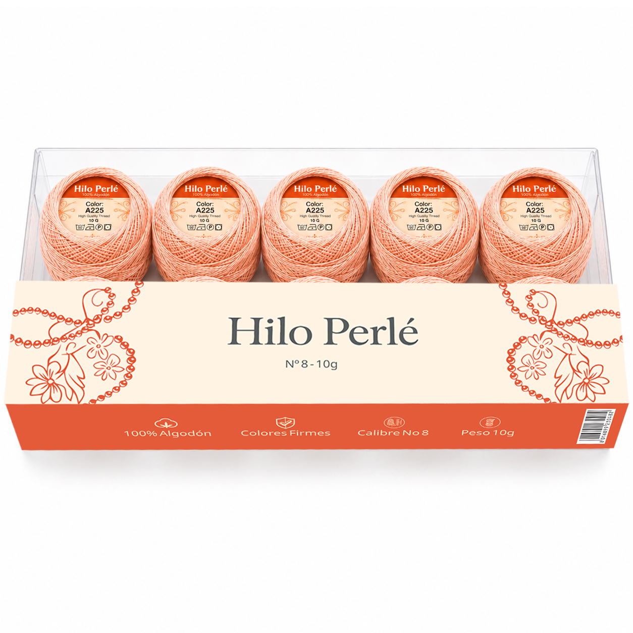 Hilo perlé para bordar #8 100% algodón Color Rosa Suave - 225 - 10 gramos por ovillo (Caja por 10 Ovillos)