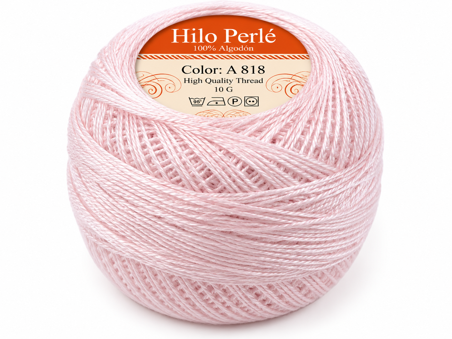 Hilo perlé para bordar #8 100% algodón Color Rosa Pastel - 818 - 10 gramos por ovillo (Caja por 10 Ovillos)