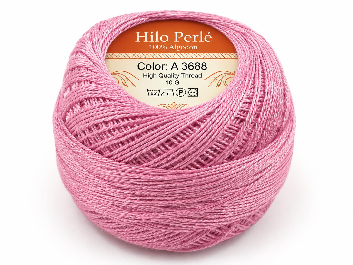Hilo perlé para bordar #8 100% algodón Color Rosa Viejo - 3688 - 10 gramos por ovillo (Caja por 10 Ovillos)