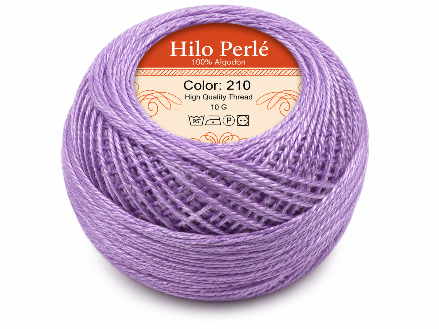 Hilo perlé para bordar #8 100% algodón Color Lila - 210 - 10 gramos por ovillo (Caja por 10 Ovillos)