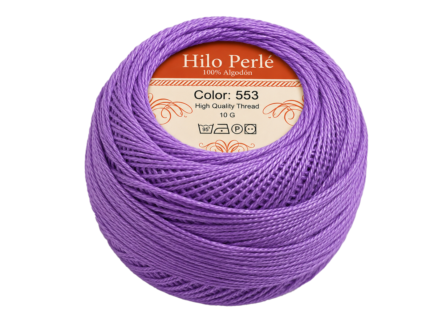 Hilo perlé para bordar #8 100% algodón Color Morado - 553 - 10 gramos por ovillo (Caja por 10 Ovillos)
