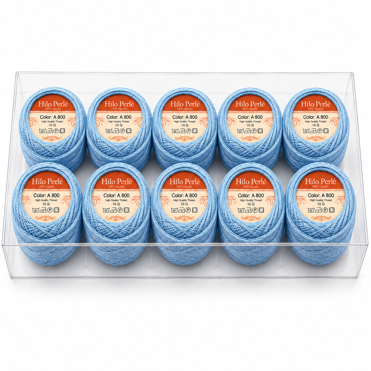 Hilo perlé para bordar #8 100% algodón Color Azul Claro - 800 - 10 gramos por ovillo (Caja por 10 Ovillos) Hilo perlé para bordar #8 100% algodón Color Azul Claro - 800 - 10 gramos por ovillo (Caja por 10 Ovillos)