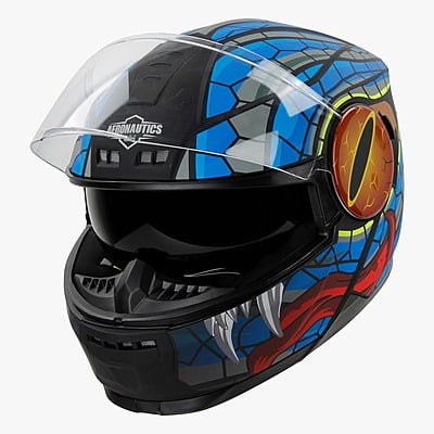 STEELBIRD SBH-40 ISS MAMBA GLOSSY BLACK/BLUE C/V 580 MM