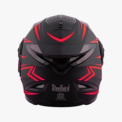 STEELBIRD SBH-17 STRIPES MATT BLACK/RED C/V (L)