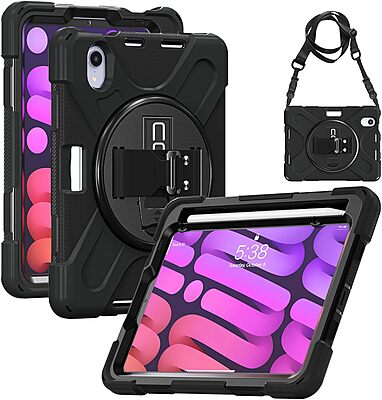 CODi Rugged Case for iPad Mini 6/iPad Mini A17 Pro | 360° Protection, Drop-Test Certified, Rotating Kickstand