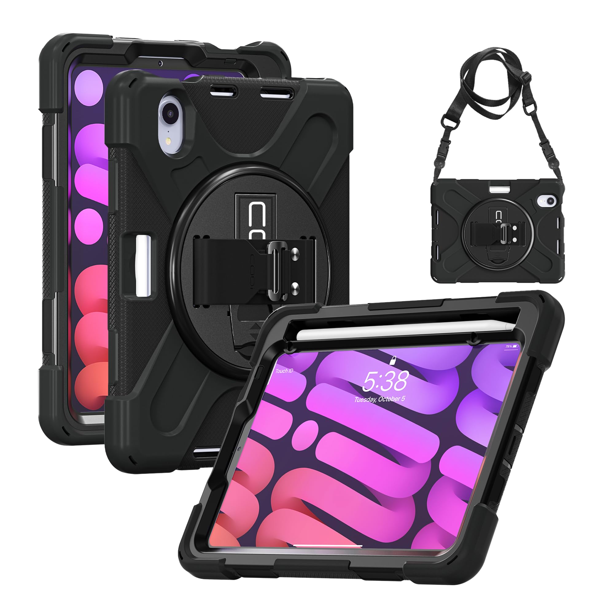 CODi Rugged Case for iPad Mini 6/iPad Mini A17 Pro | 360° Protection, Drop-Test Certified, Rotating Kickstand