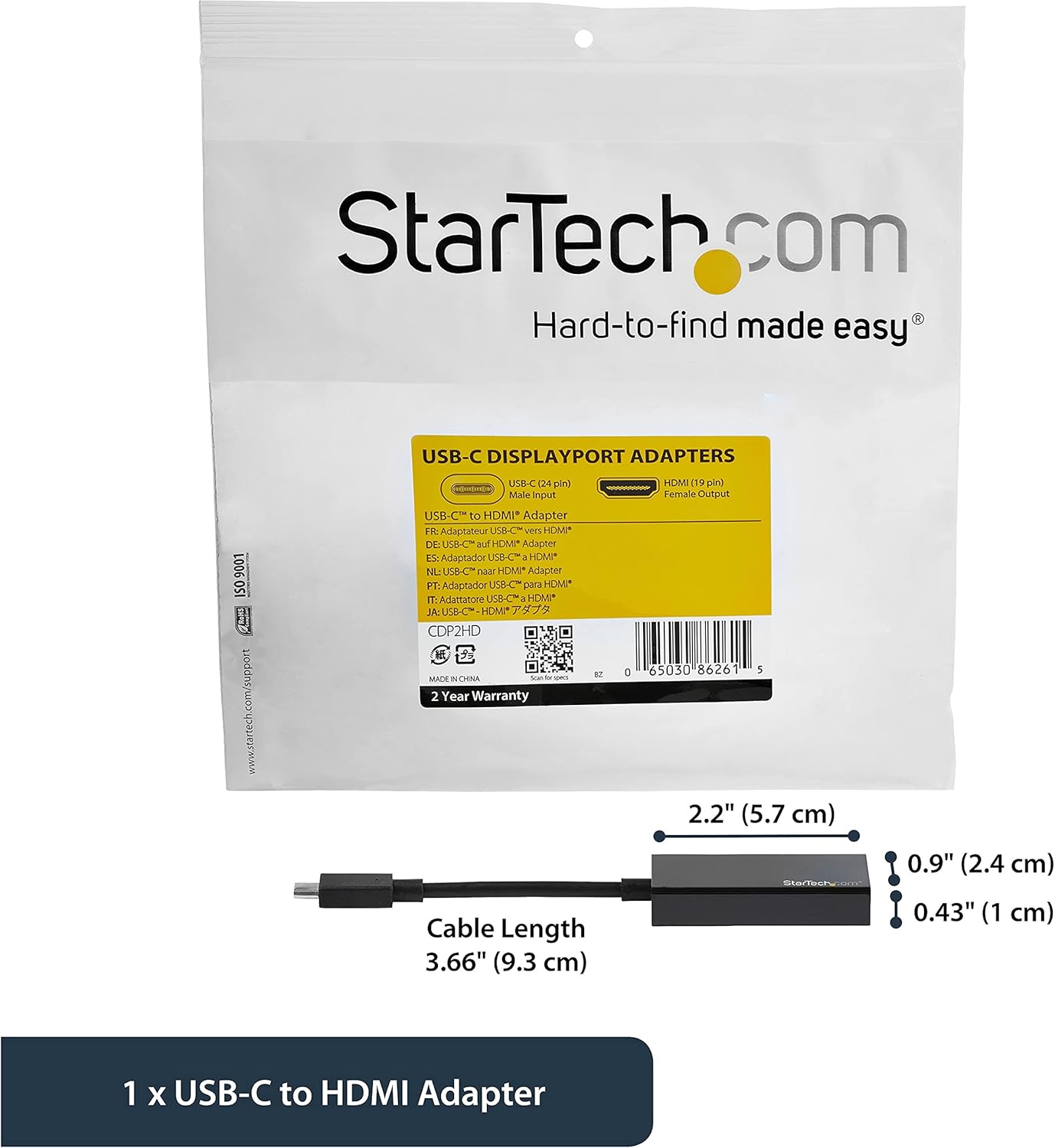 StarTech.com USB-C to HDMI Adapter - Thunderbolt 3 Compatible