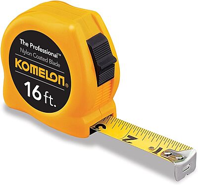 Komelon 4916 The Professional Nylon Coated Steel Blade Tape Measure 16-Inch by 3/4-Inch Yellow Case