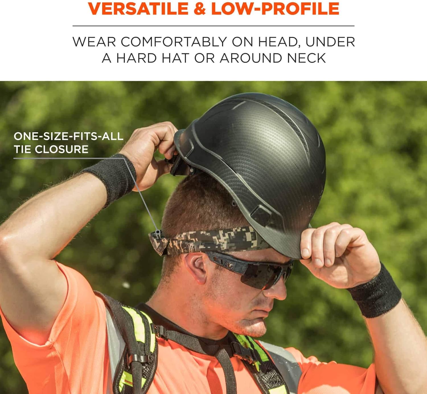 Ergodyne Chill Its 6700 Cooling Bandana, Evaporative Polymer Crystals for Cooling Relief, Tie for Adjustable Fit