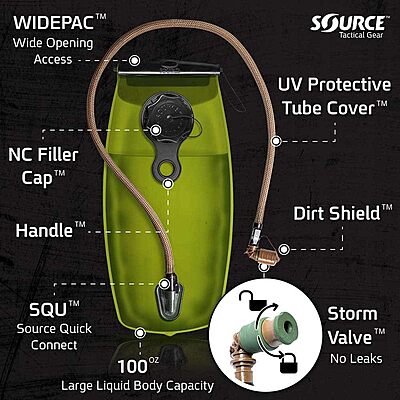 Source Wxp Storm Valve Black Hydration Reservoir System 2-Liter