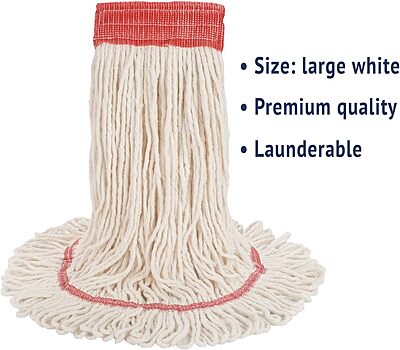 Boardwalk 503WHCT Super Loop Wet Mop Head, Cotton/Synthetic, Large Size, White, 12/Carton
