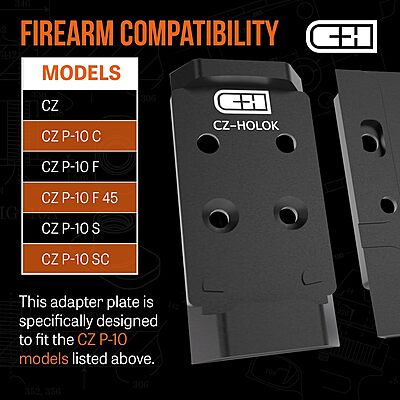 C+H Precision Red Dot Mounting Plate for CZ P-10