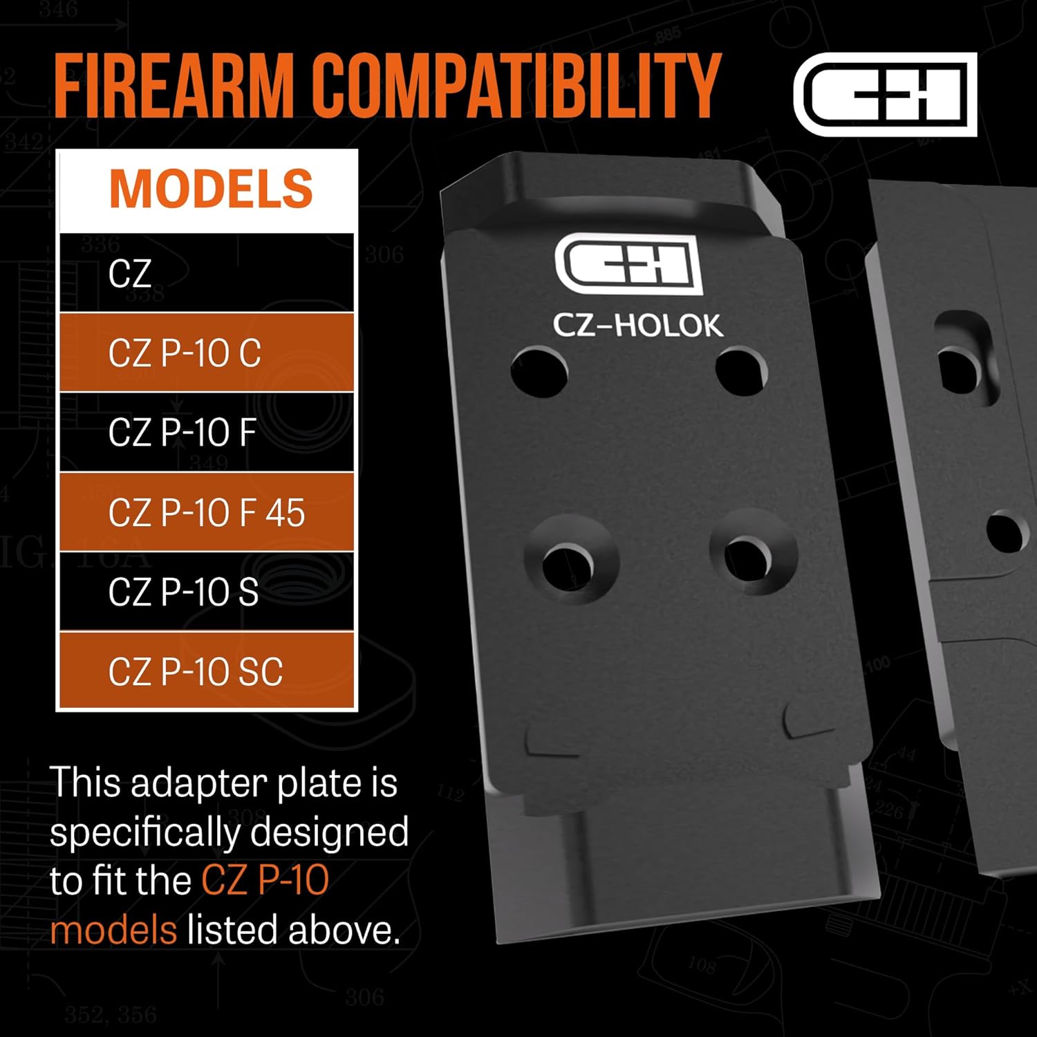 C+H Precision Red Dot Mounting Plate for CZ P-10
