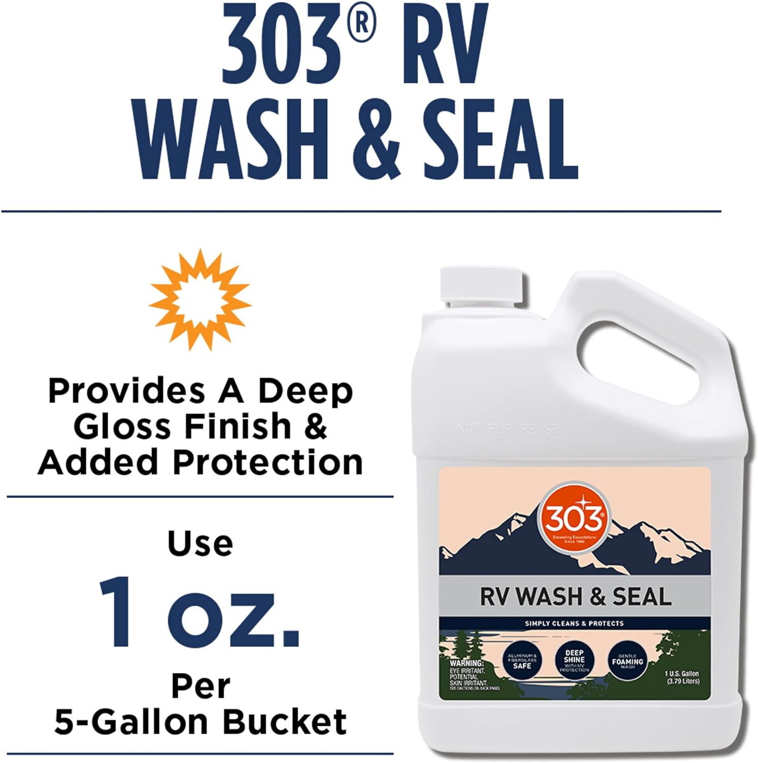 303 Products RV Wash & Seal - Clean, Streak-Free Finish, pH Neutral with High Foaming Formula