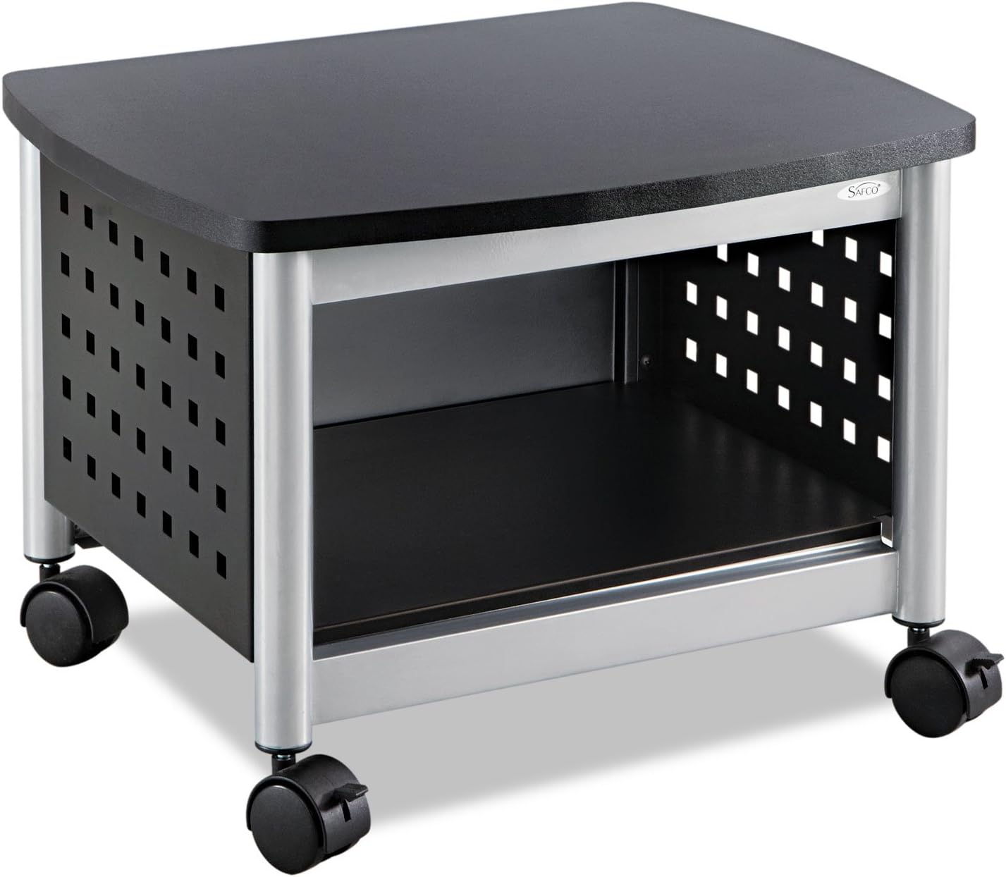 Safco Scoot Under-Desk Printer Stand, 14-1/2inH x 20-1/4inW x 16-1/2inD, Black/Silver