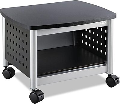 Safco Scoot Under-Desk Printer Stand, 14-1/2inH x 20-1/4inW x 16-1/2inD, Black/Silver