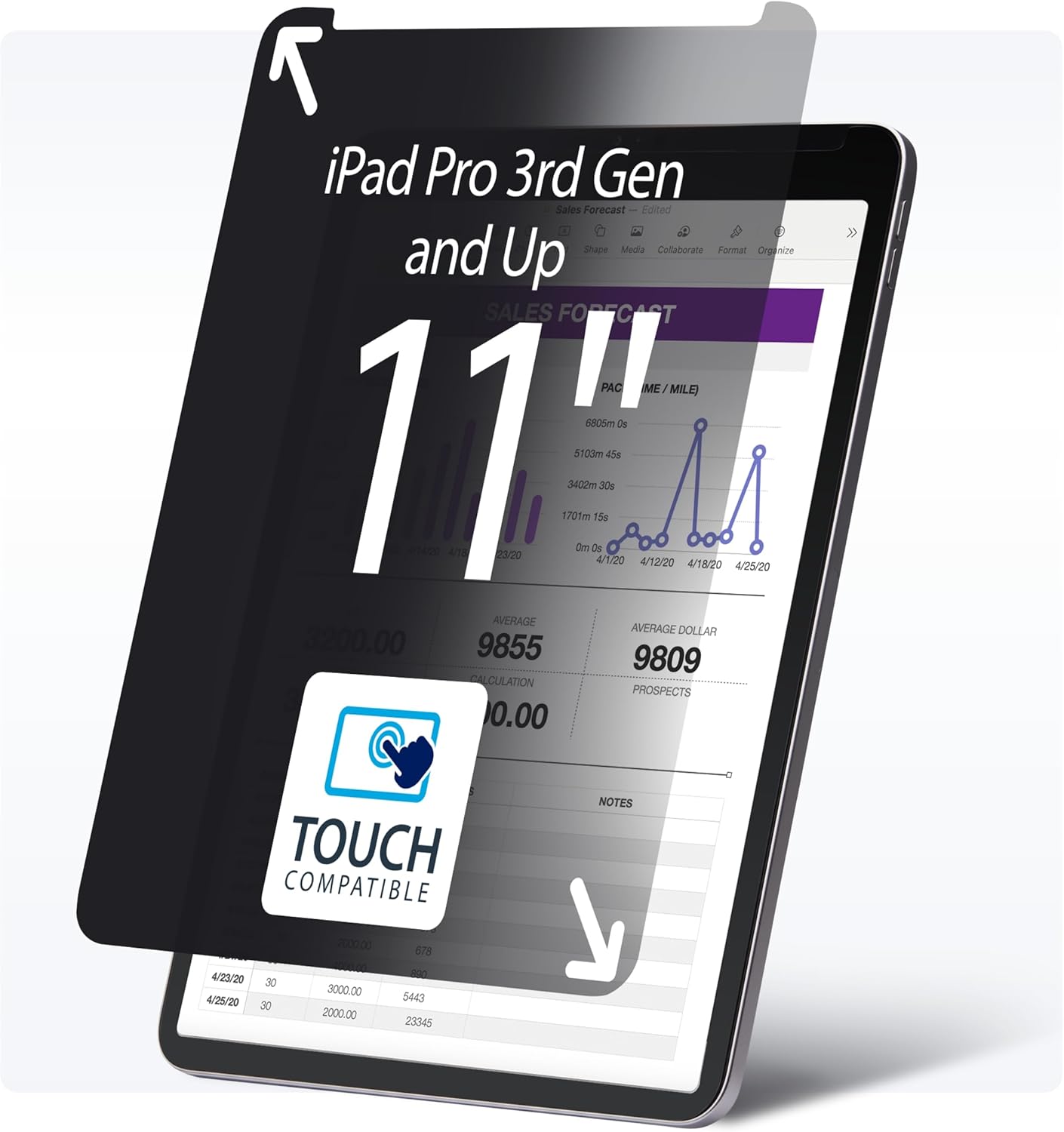 StarTech.com 4-Way Privacy Screen for iPad Pro, Portrait/Landscape, Touch-Enabled, +/- 30° View
