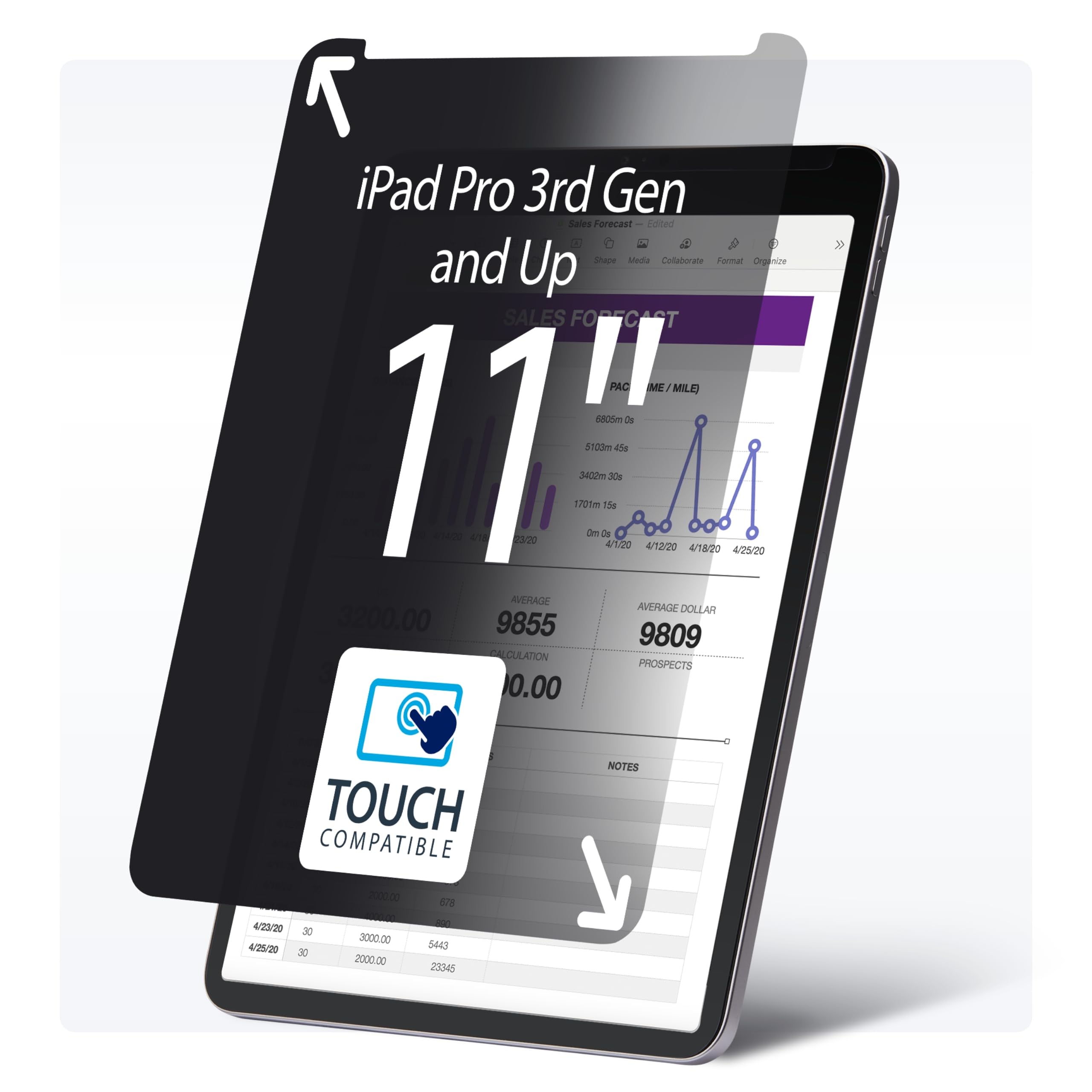 StarTech.com 4-Way Privacy Screen for iPad Pro, Portrait/Landscape, Touch-Enabled, +/- 30° View