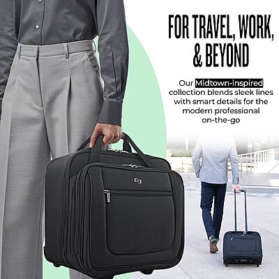 Solo New York Rolling Case with Wheels - Roller Laptop Bag, Wheeled Briefcase for Women & Men, Carry On Size for Travel