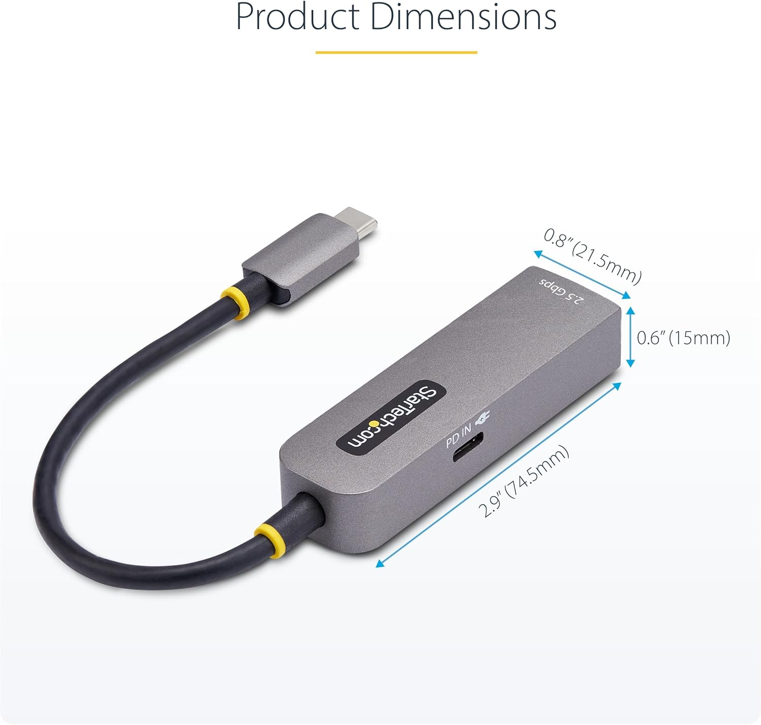 StarTech.com 2.5GbE USB-C to Ethernet Adapter, 100W PD Pass-Through, NBASE-T NIC, USB 3.0 Type-C 2.5G Multi Speed Network