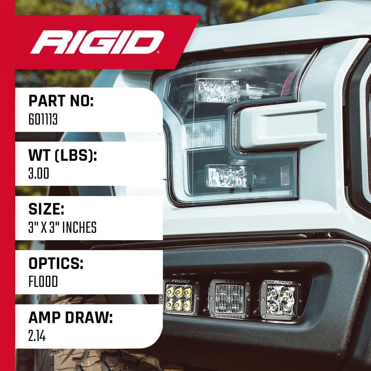 Rigid Industries - White D-Series Pro Hybrid Flood Surface Mount, Set of 2