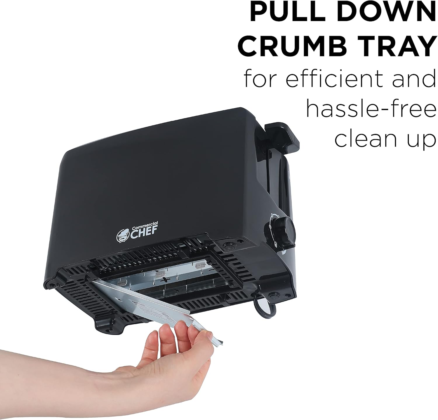 Commercial Chef 2-Slice Toaster, 6-1/2inH x 9-7/8inW x 5-13/16inD, Black