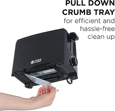 Commercial Chef 2-Slice Toaster, 6-1/2inH x 9-7/8inW x 5-13/16inD, Black