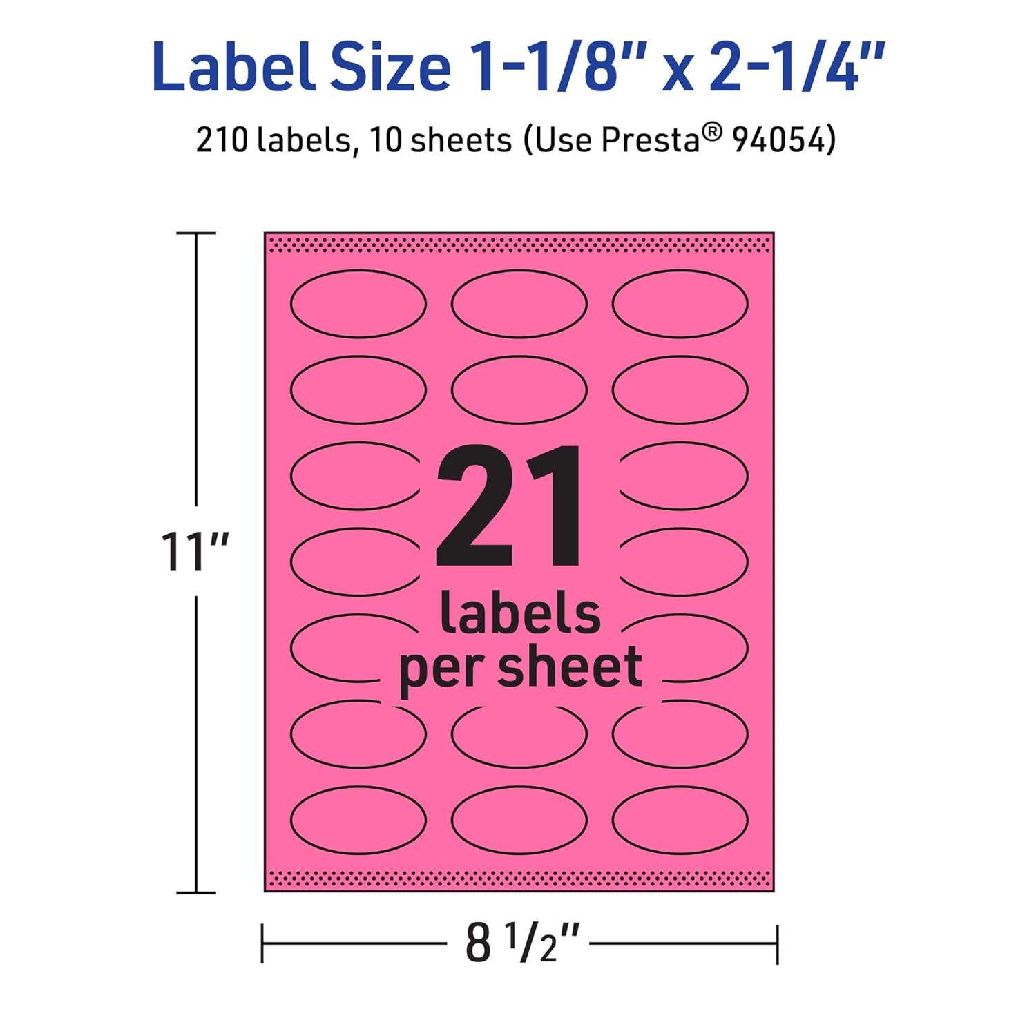 AVERY Bright Pink Oval Printable Labels, 1-1/8" x 2-1/4", Sure Feed, Print-to-The-Edge