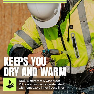 PIONEER Hi Vis Safety Bomber for Men - Waterproof Reflective ANSI Class 3 Winter Jacket