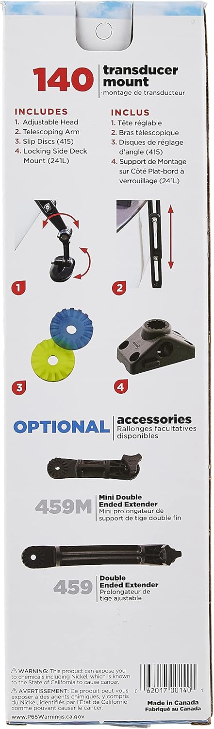 Scotty #140 Kayak/SUP Transducer Mounting Arm, Slip Disks Included, Fits All Scotty Post Mounts,Black