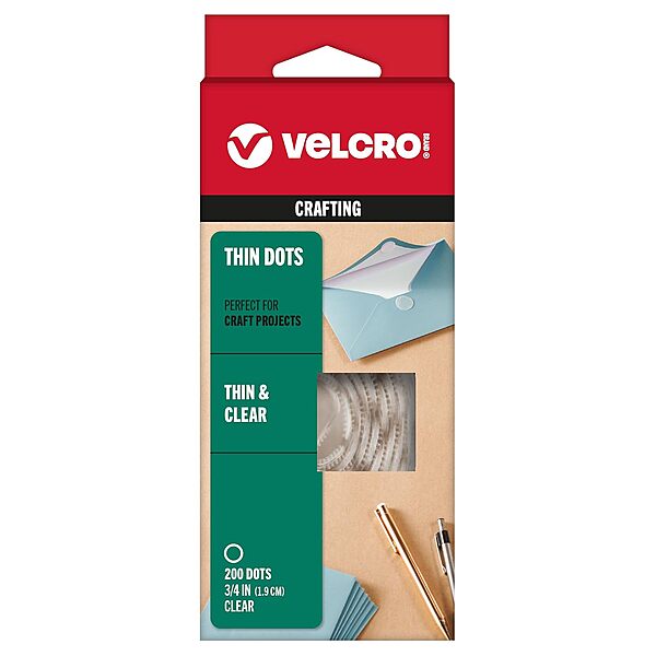VELCRO Brand VELCRO Tape (95194) Indoor/Outdoor Hook & Loop Combo Packs, Dots, 3/4", Clear (200 Per Case) For Home & Office