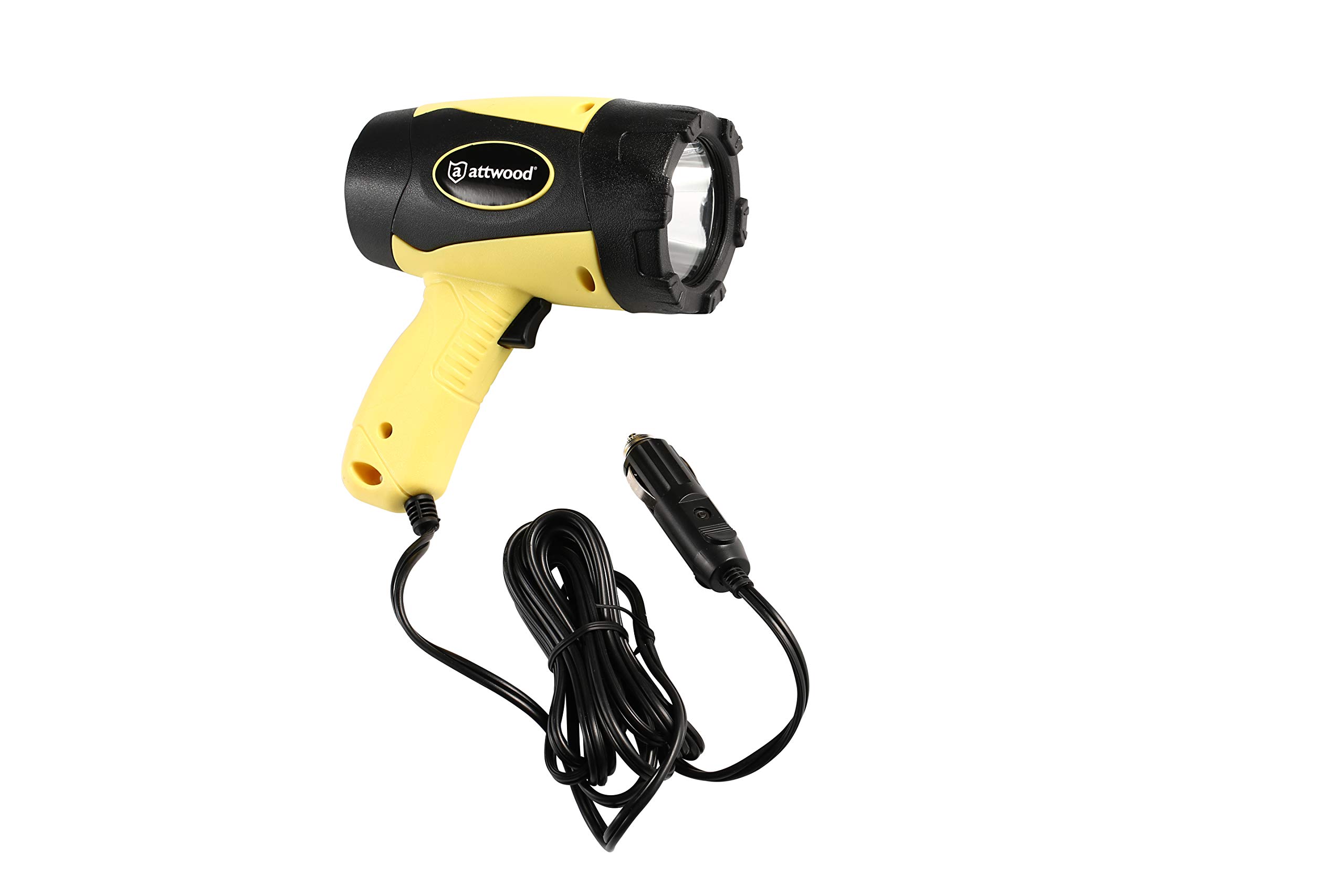 Attwood 11794-7 Portable 5W LED Emergency Spotlight 12V Adapter Plug, Safety Yellow/Black One Size