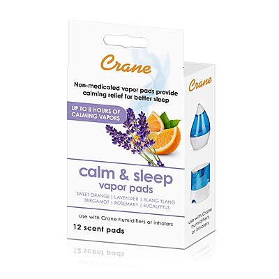 Crane Natural Lavender Orange Humidifier Pads with Calming Vapor, Universal Fit for Humidifiers and Inhalers, 12 Count