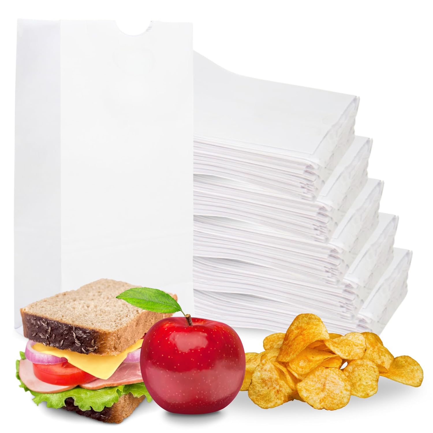 Duro 4# White Paper Bags 500-Count, White Paper Lunch Bags for Popcorn, Candy, Snacks & Treats