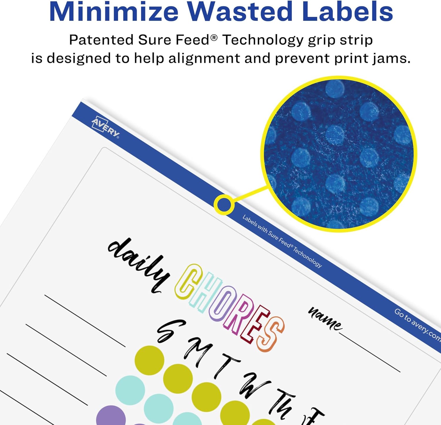 Avery Matte White Removable Rectangle Labels, Sure Feed Technology, 5" x 6"