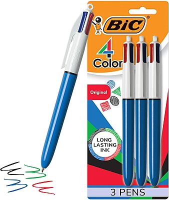 BIC 4-Color Retractable Ballpoint Pen, 1.0 mm Medium Point