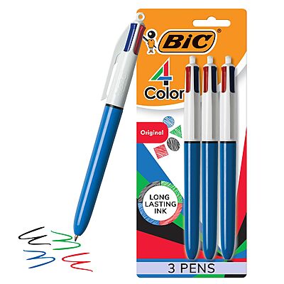 BIC 4-Color Retractable Ballpoint Pen, 1.0 mm Medium Point