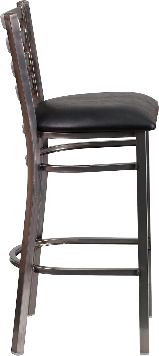 Flash Furniture HERCULES Series Clear Coated Ladder Back Metal Restaurant Barstool