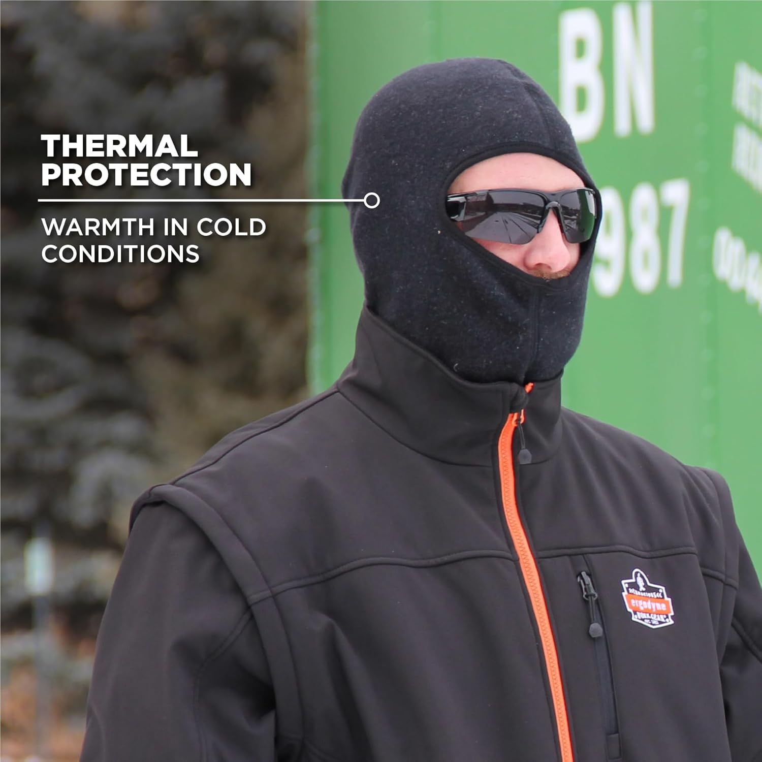 FR Rated Balaclava, Winter Face Mask, Thermal Fire Resistant Modacrylic Fleece, Ergodyne N-Ferno 6828,Black