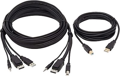 Tripp Lite DisplayPort KVM Cable Kit 4K USB 3.5mm Audio 3xM/3xM USB MM 10ft - 60 MB/s - Supports up to 3840 x 2160 - Gold Plated Contact - Black