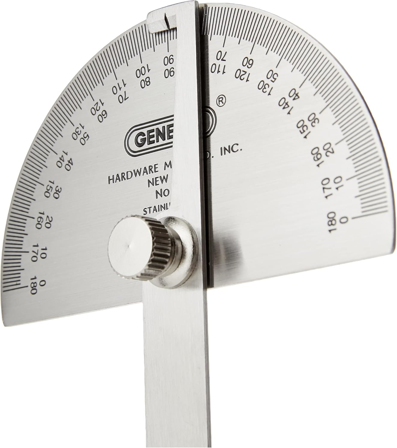 General Tools 18 Round Head Stainless Steel Angle Protractor, 0 to 180 Degrees, 6-Inch Arm