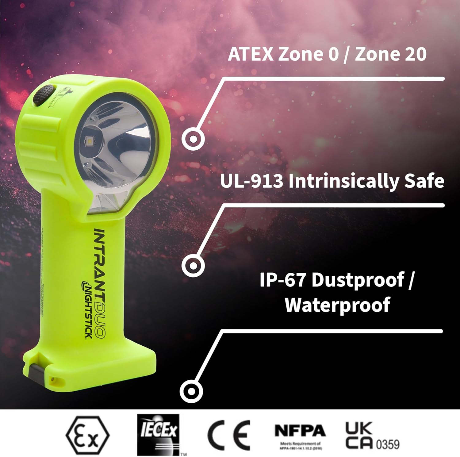 Nightstick INTRANT DUO TURBO Intrinsically Safe Dual-Light Angle Light - 4 AA