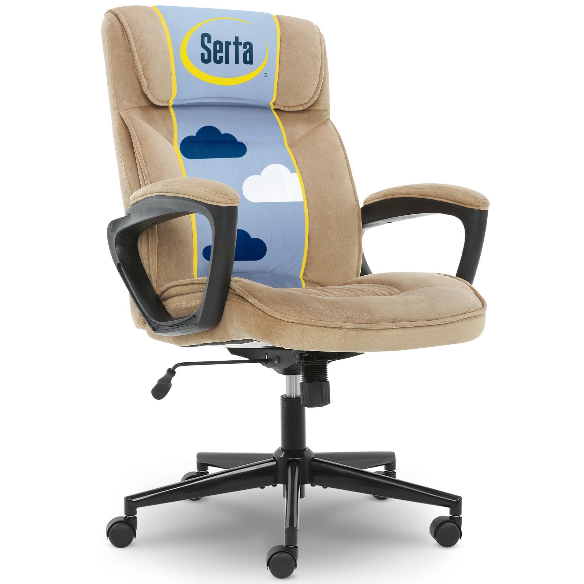 Serta Hannah Executive Home Office Desk Chair, Ergonomic Mid-Back with Lumbar Support, Firm Seat Cushion