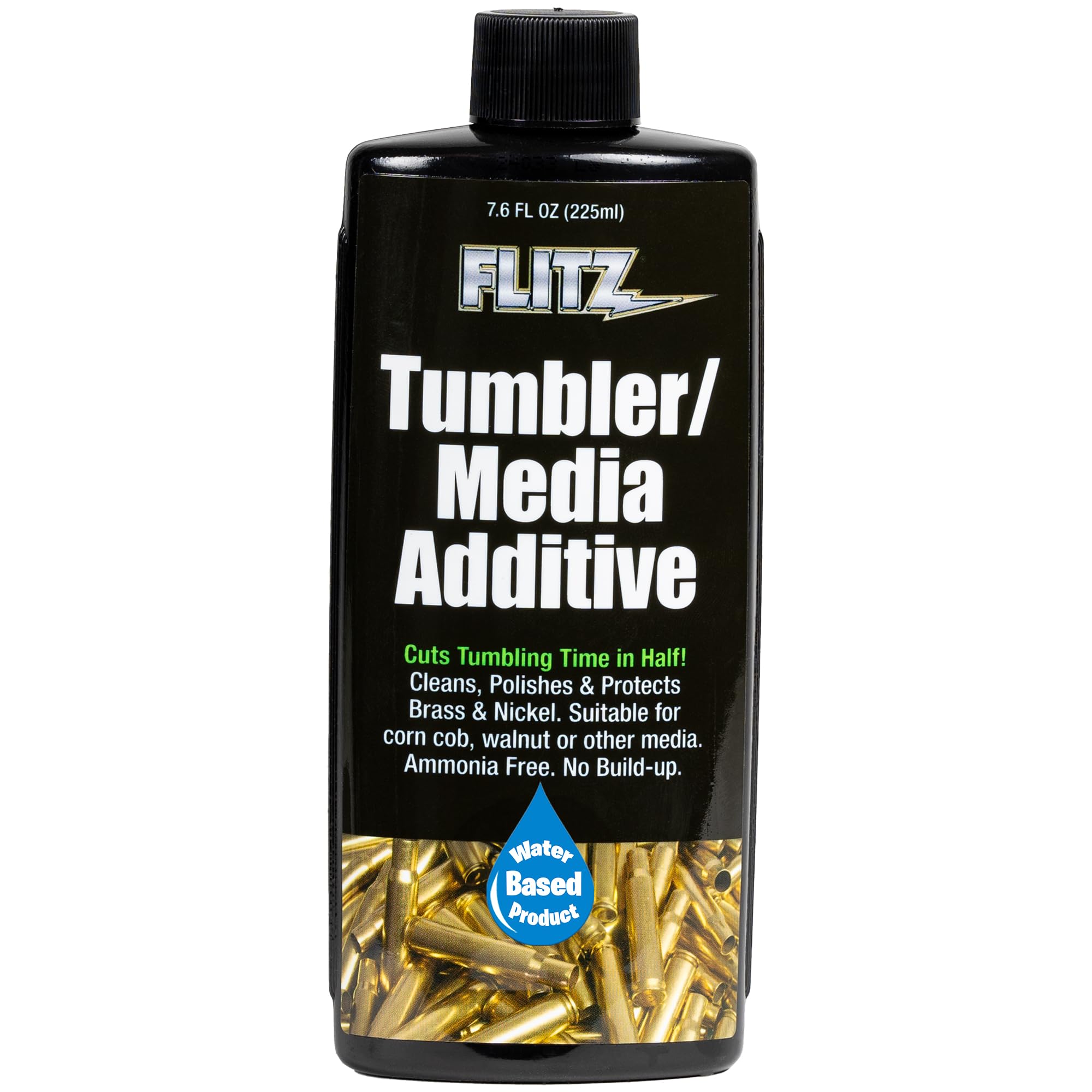 Flitz Tumbler Media Additive - 7.6oz Bottle of USA-Made Brass Cleaner Reloading Liquid for Ammo, Copper