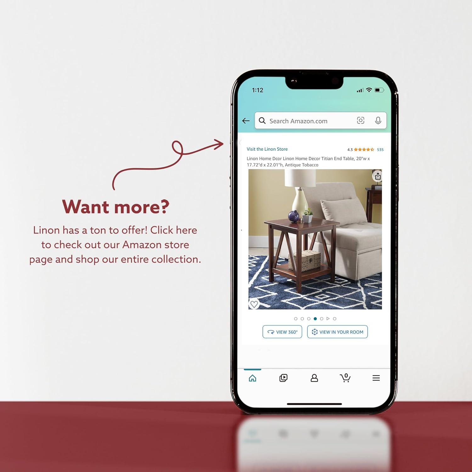 Linon Home Dcor Linon Home Decor Titian End Table, 20"w x 17.72"d x 22.01"h, Antique Tobacco