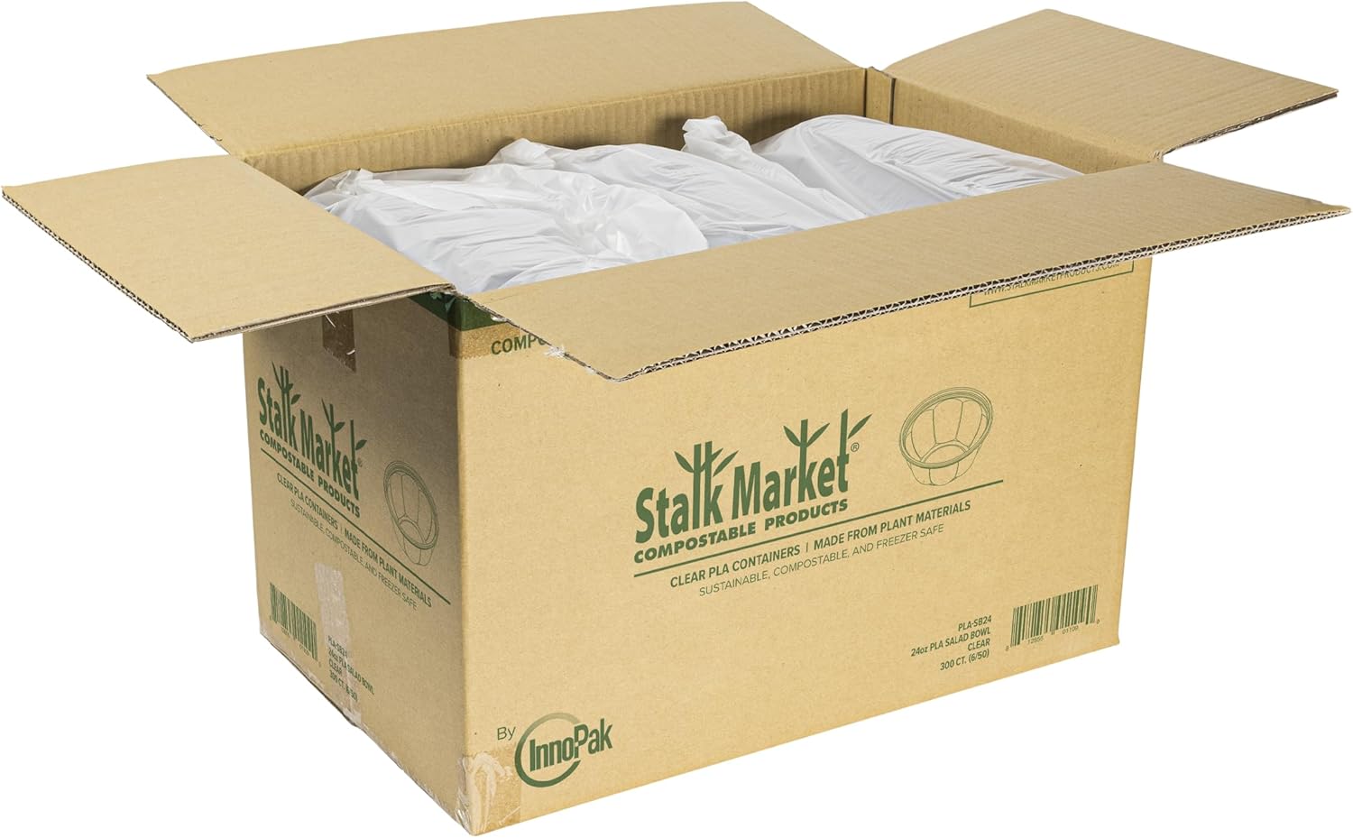 STALKMARKET Jaya 100% Compostable Clear PLA Salad Bowls & Lids