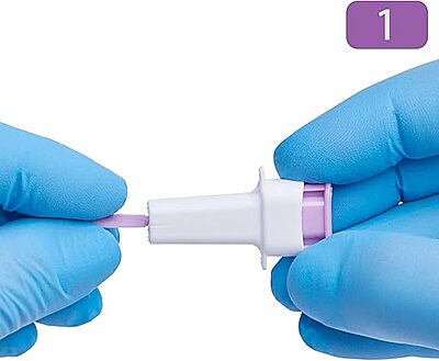 ONE-CARE PRO Safety Lancets Top Button Activated, 30G x 1.2mm, MicroFlow, Purple, 100/bx ONE-CARE PRO Safety Lancets Top Button Activated, 30G x 1.2mm, MicroFlow, Purple, 100/bx