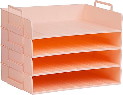 MIND READER Stackable Paper Trays Desktop Organizer Letter-Size